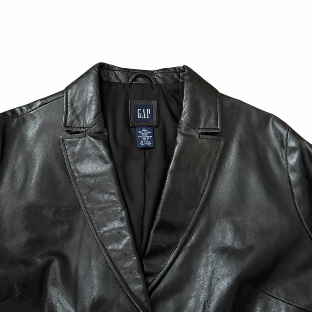 Gap Black Leather Blazer Jacket - image 2